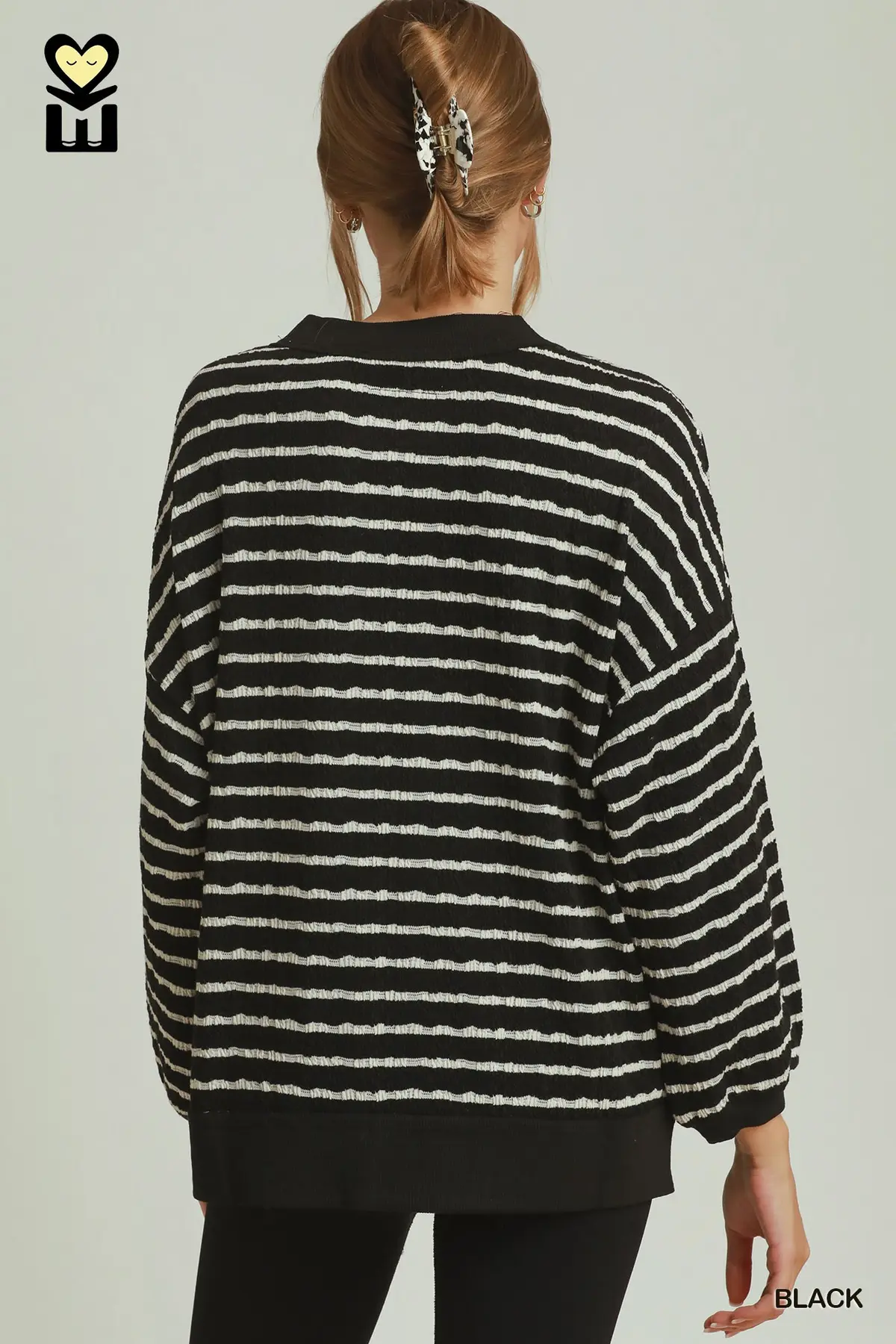 Midnight Stripe Textured Pullover đź–¤