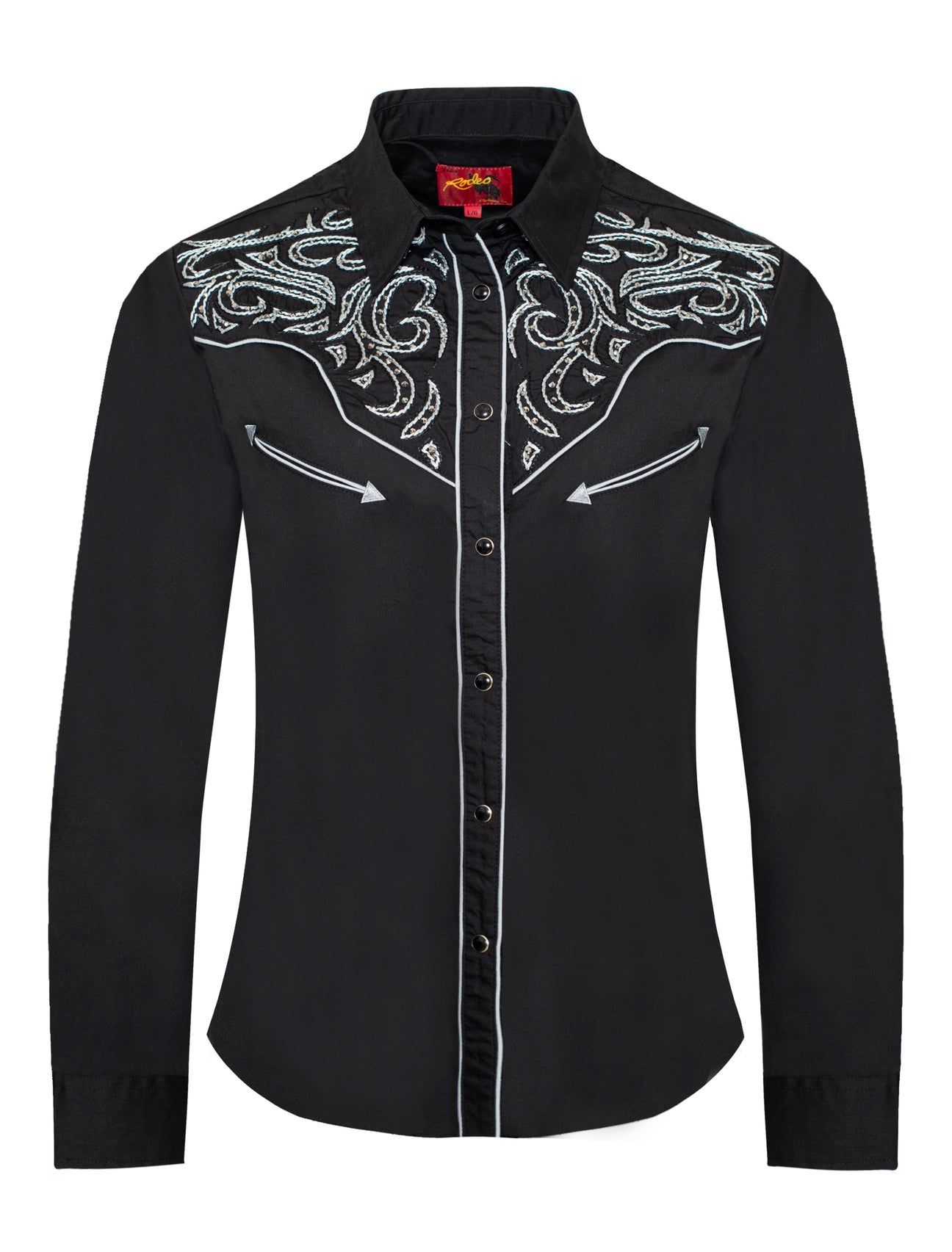 Ladies Fancy Western Blouse w/ Embroidery & Crystal Accents