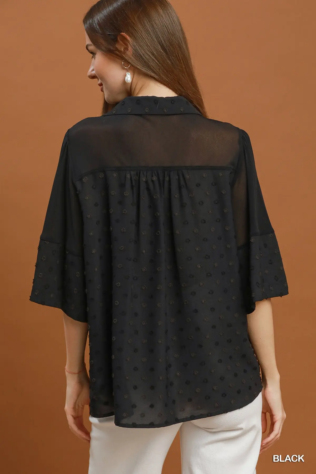 Black Lace Yoke Blouse