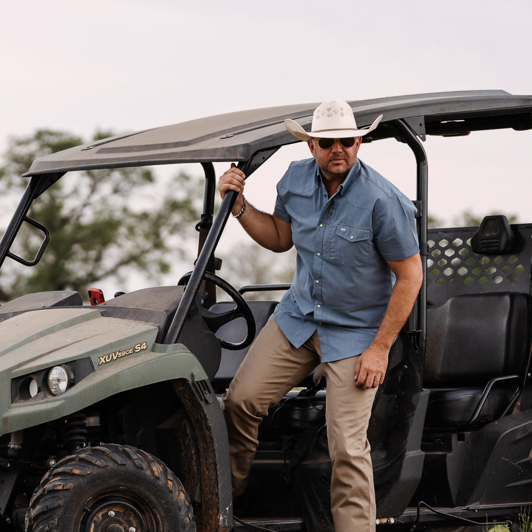 Short Sleeve Western Field Shirt/Marfa Blue by Texas Standard