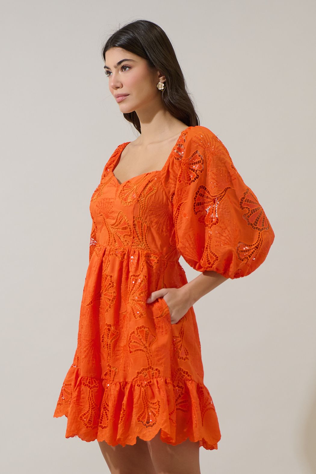 Orange Blossom Eyelet Mini Dress