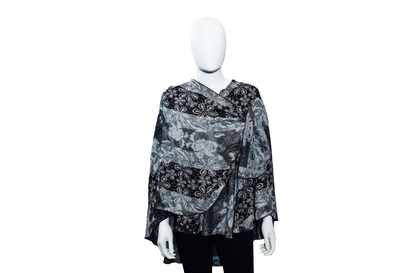 Black & Grey Reversible Cashmere Shawl