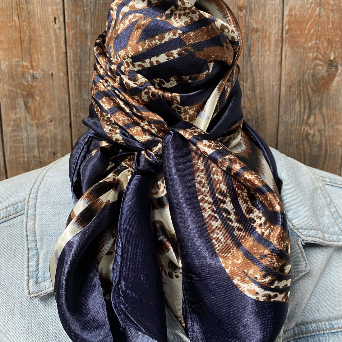 navy animal print scarf