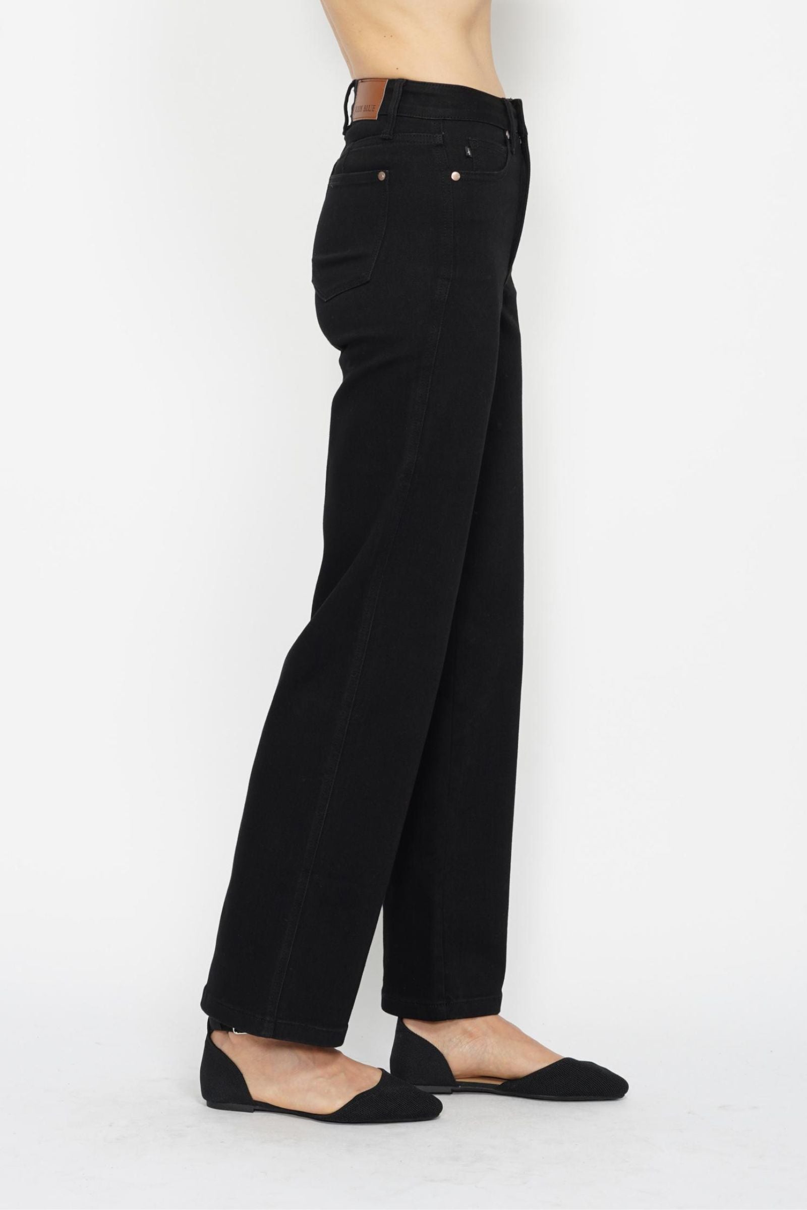 Dark Black High Waist Tummy Control Classic Straight Jeans