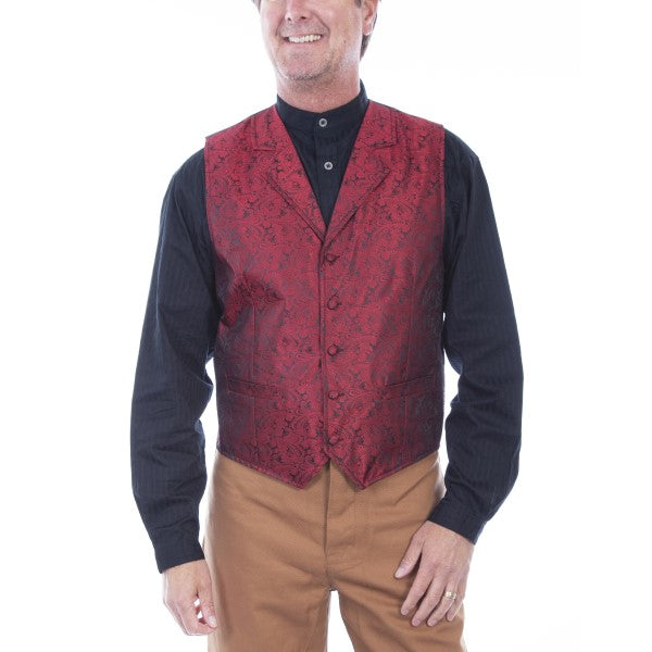 Classic Red Paisley Vest w/ Notched Lapels