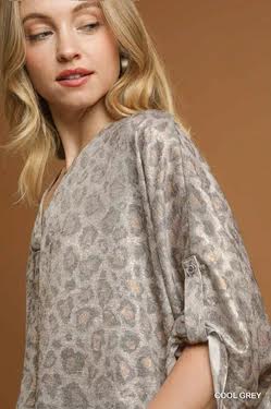 Cool Grey Leopard Print Top