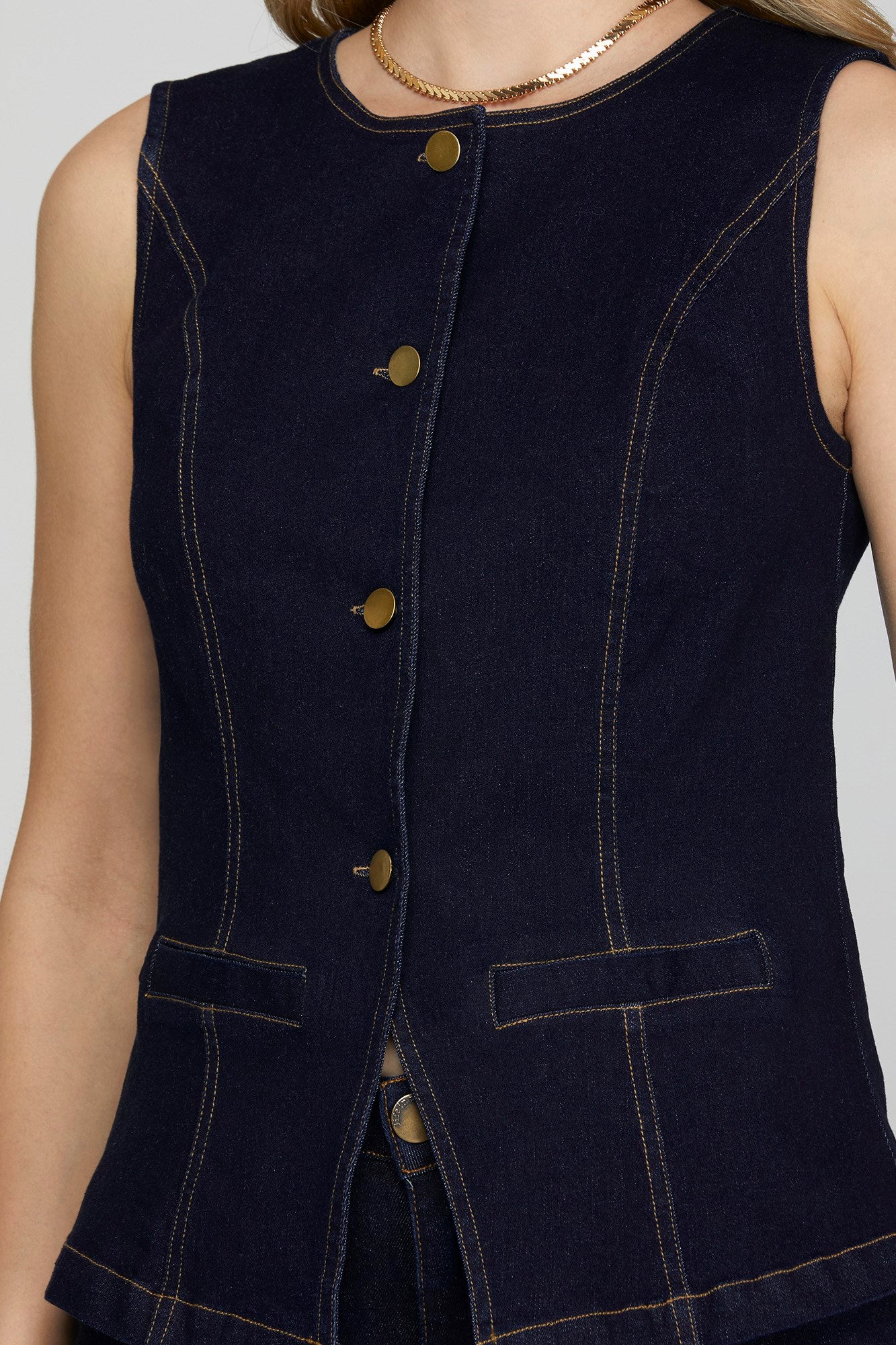 Dark Denim Blazer Vest