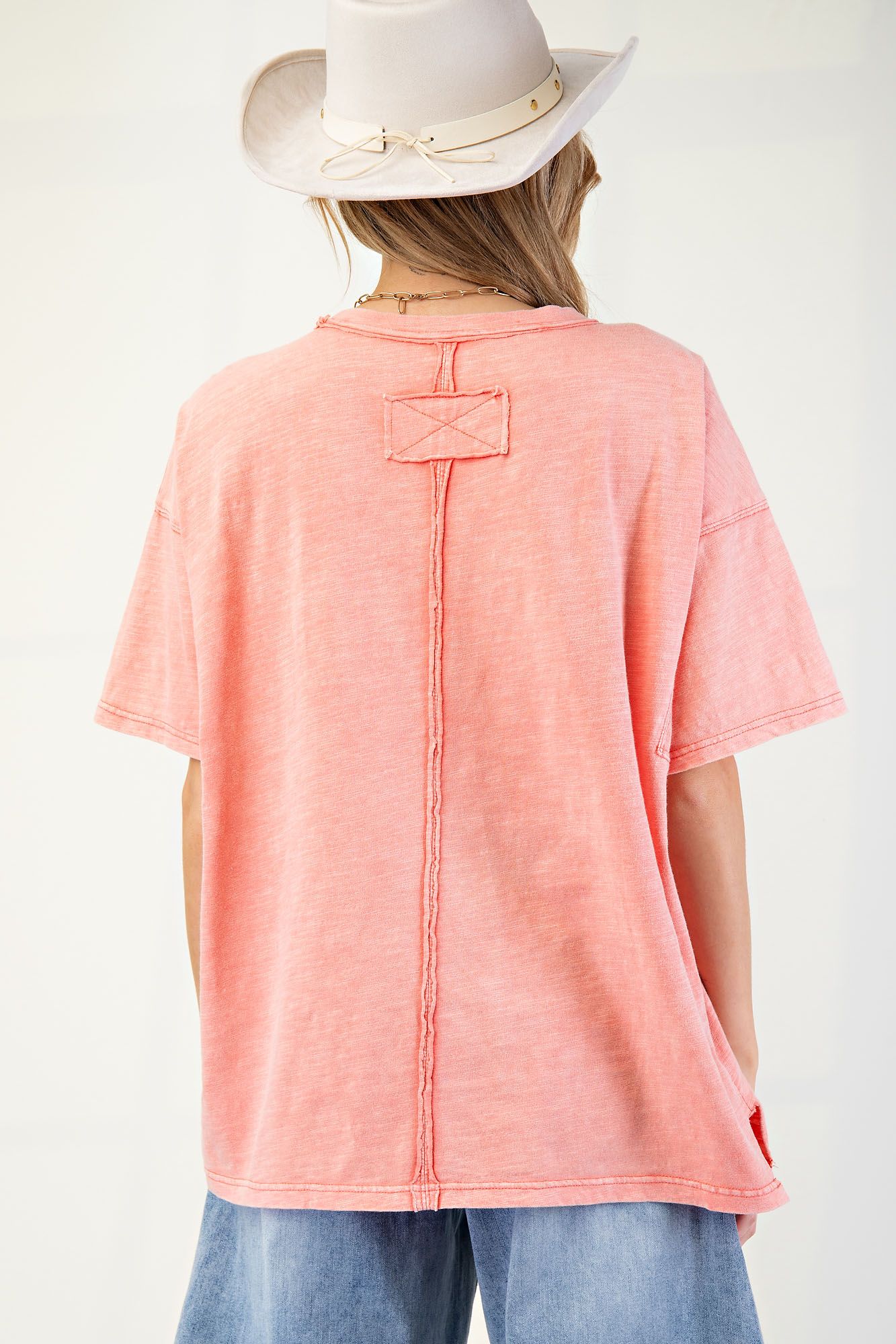 Love Patch Mineral Washed Coral Cotton Slub Top