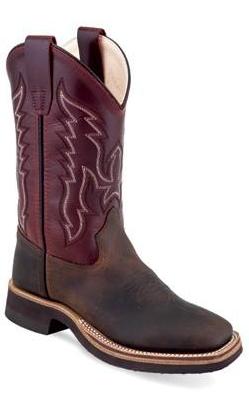 Chocolate/Burgundy Boys Broad Square Toe Youth Boot