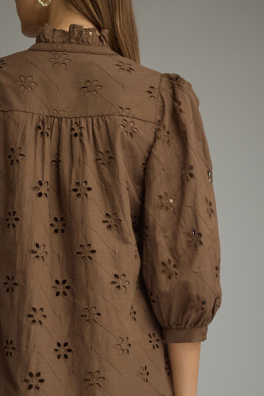 Chocolate Floral Eyelet Midi Dress 🤎