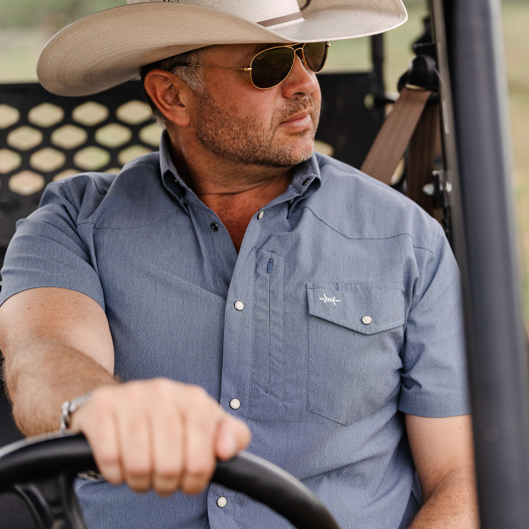 Short Sleeve Western Field Shirt/Marfa Blue by Texas Standard