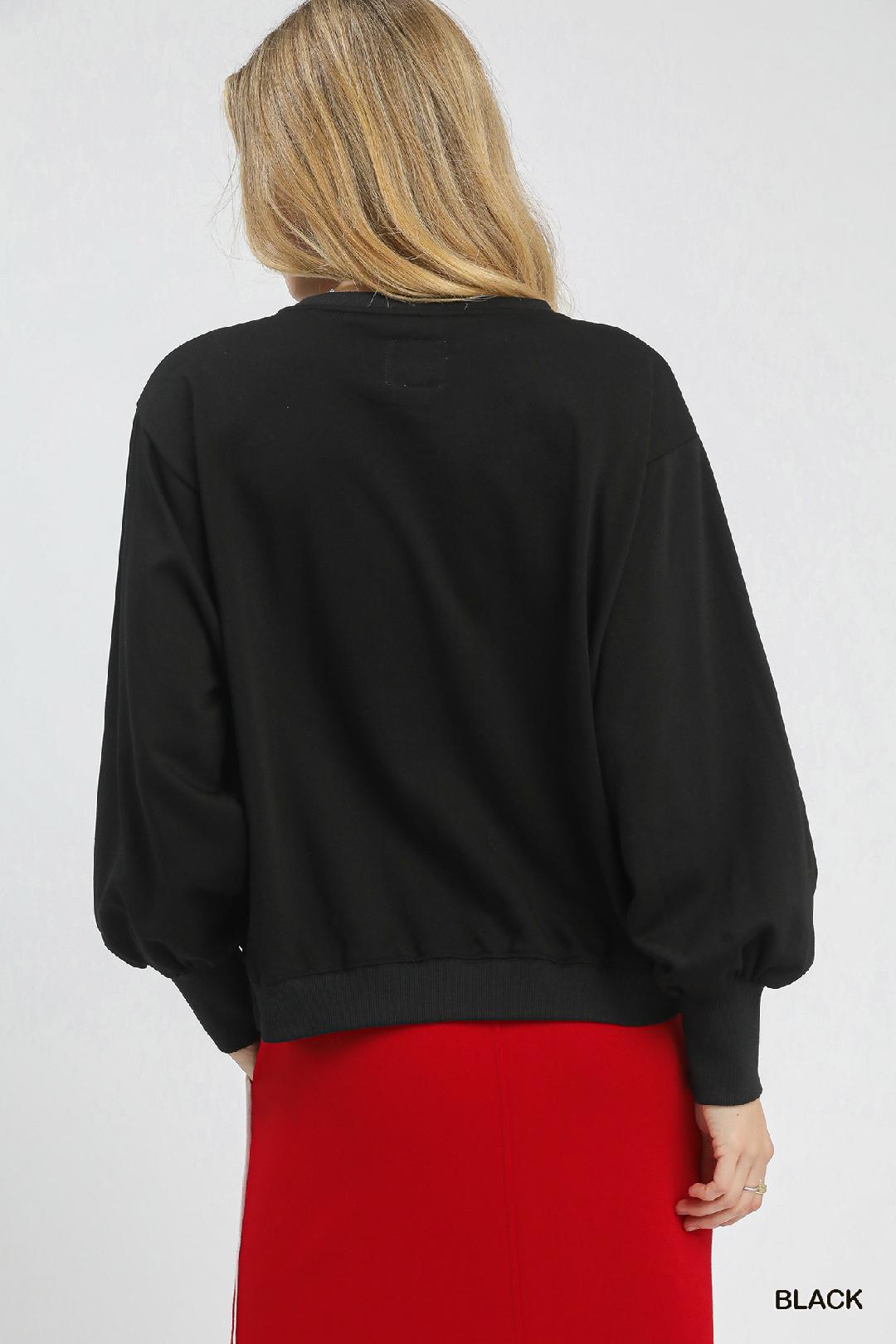 Ho Ho Ho French Terry Sweatshirt/Black