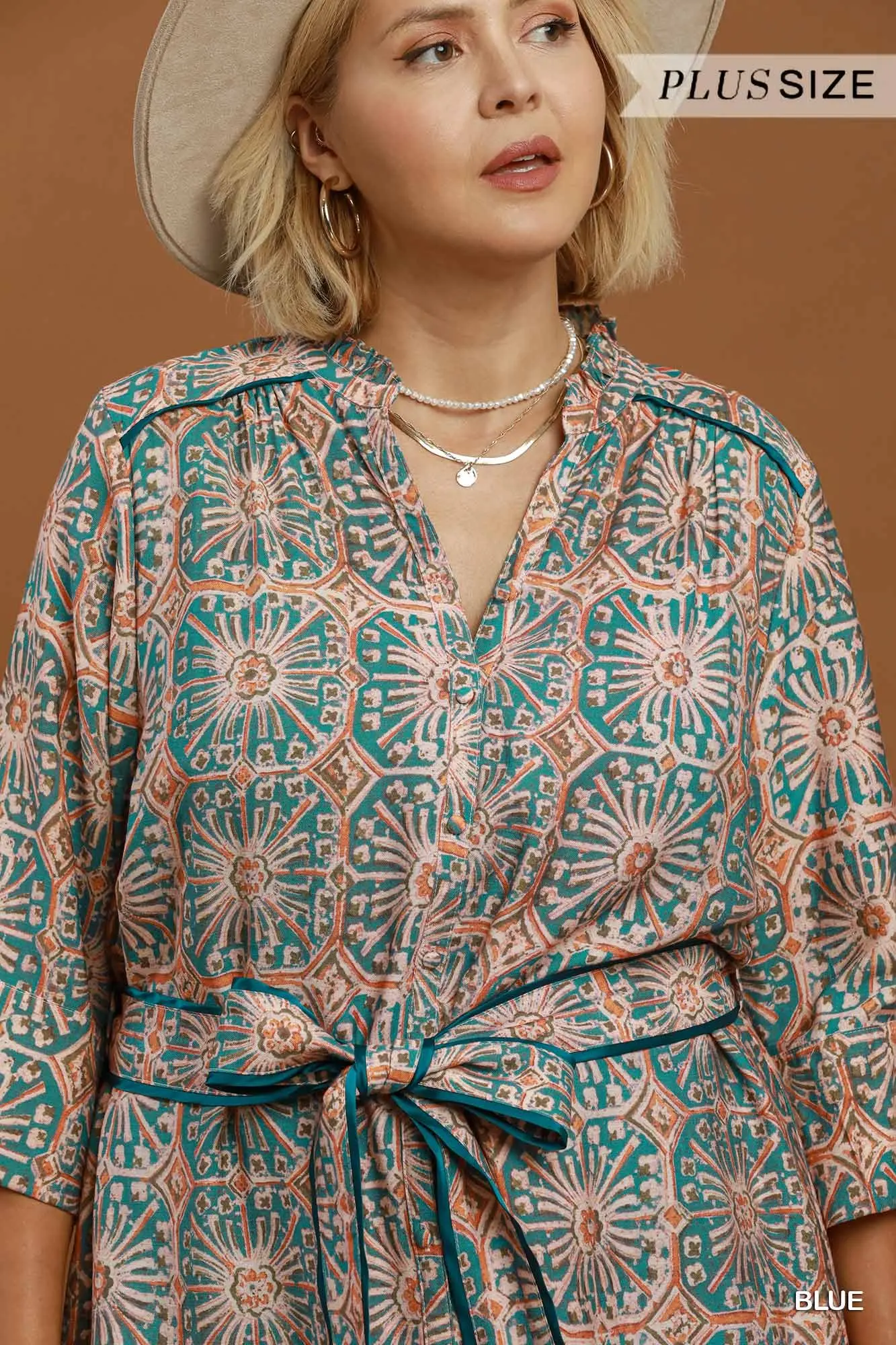 Teal Mosaic Midi Dress
