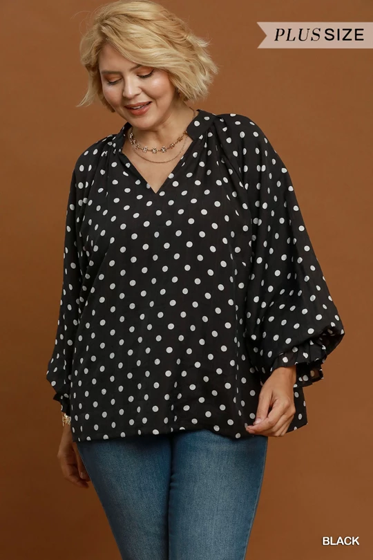 Classic Dot Ruffle Blouse 🖤
