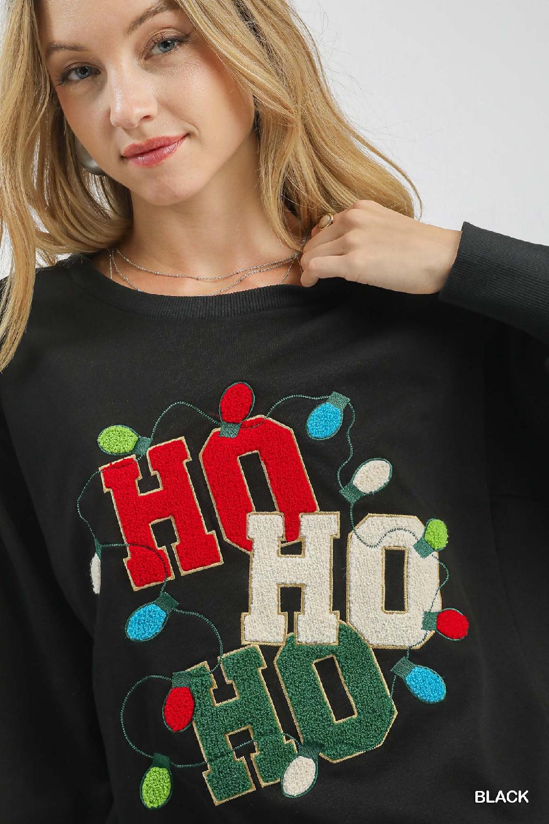 Ho Ho Ho French Terry Sweatshirt/Black