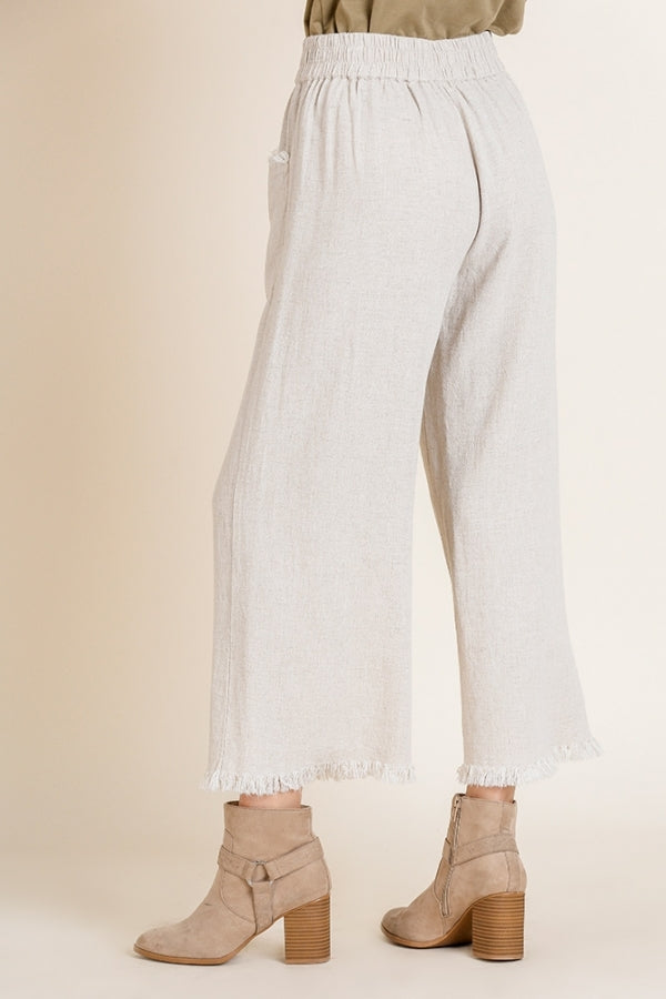 Oatmeal Linen Blend Pant w/ Elastic Waist