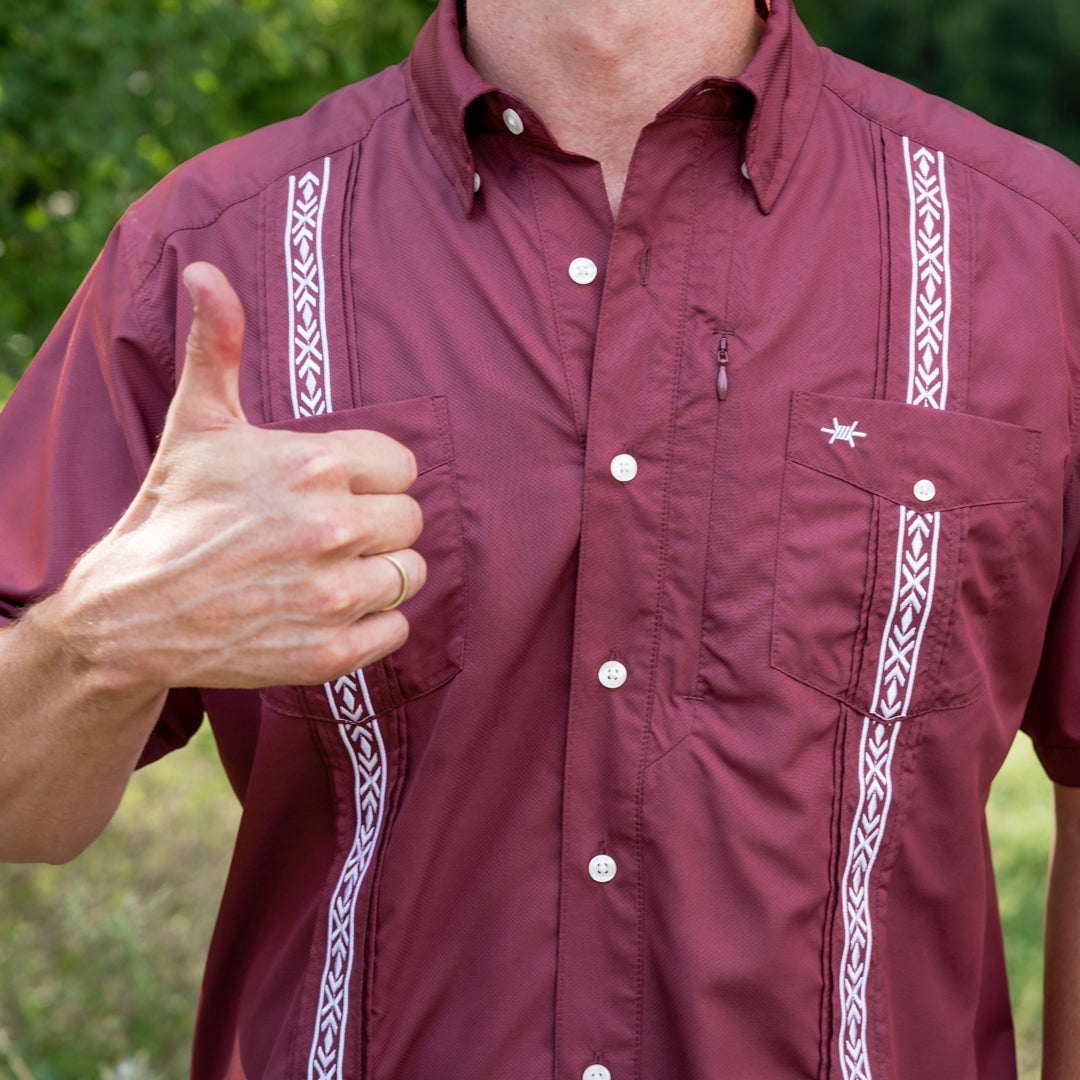 Guayabera Libre-Solid Maroon by Texas Standard