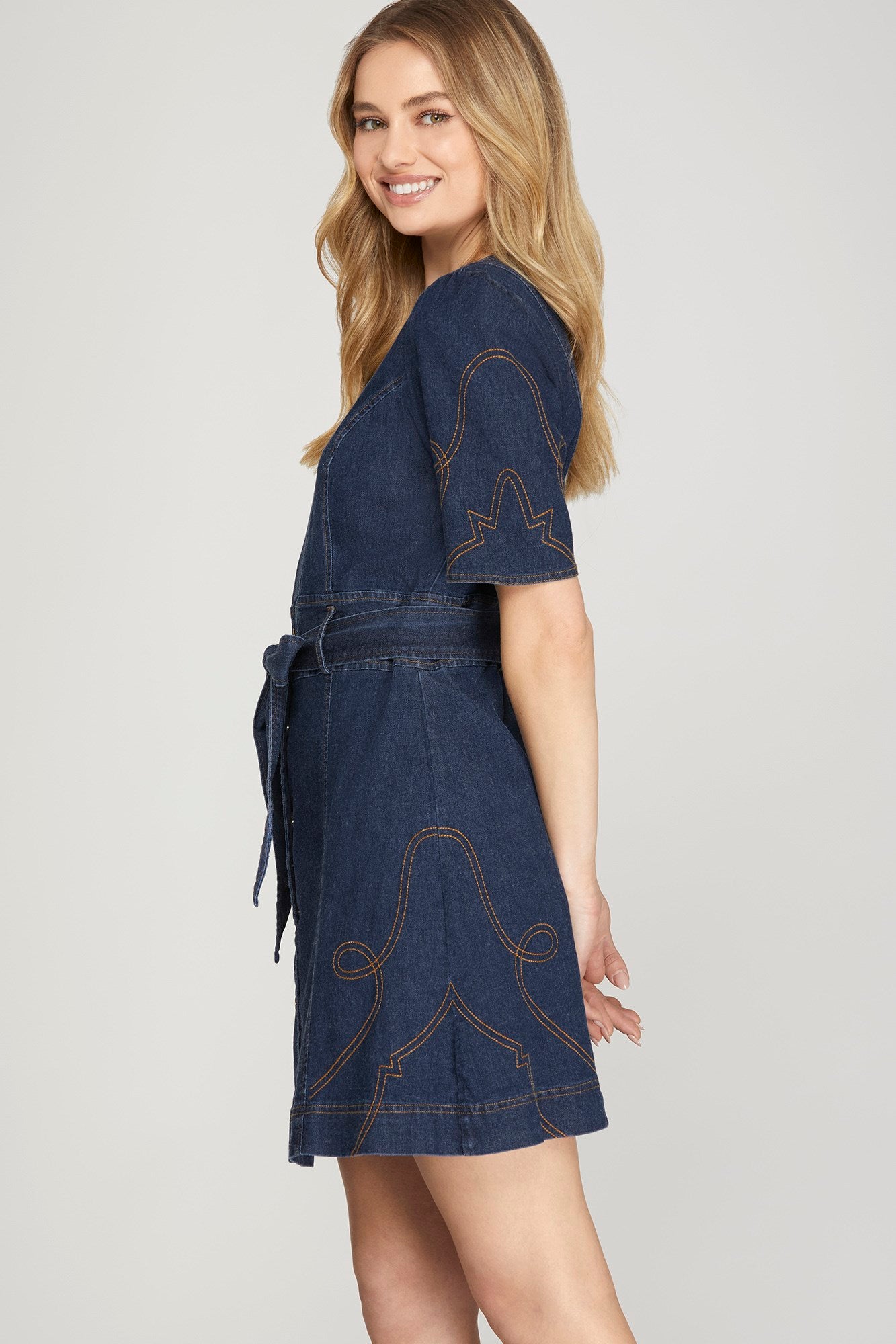Stretch Denim Cowgirl Mini Dress