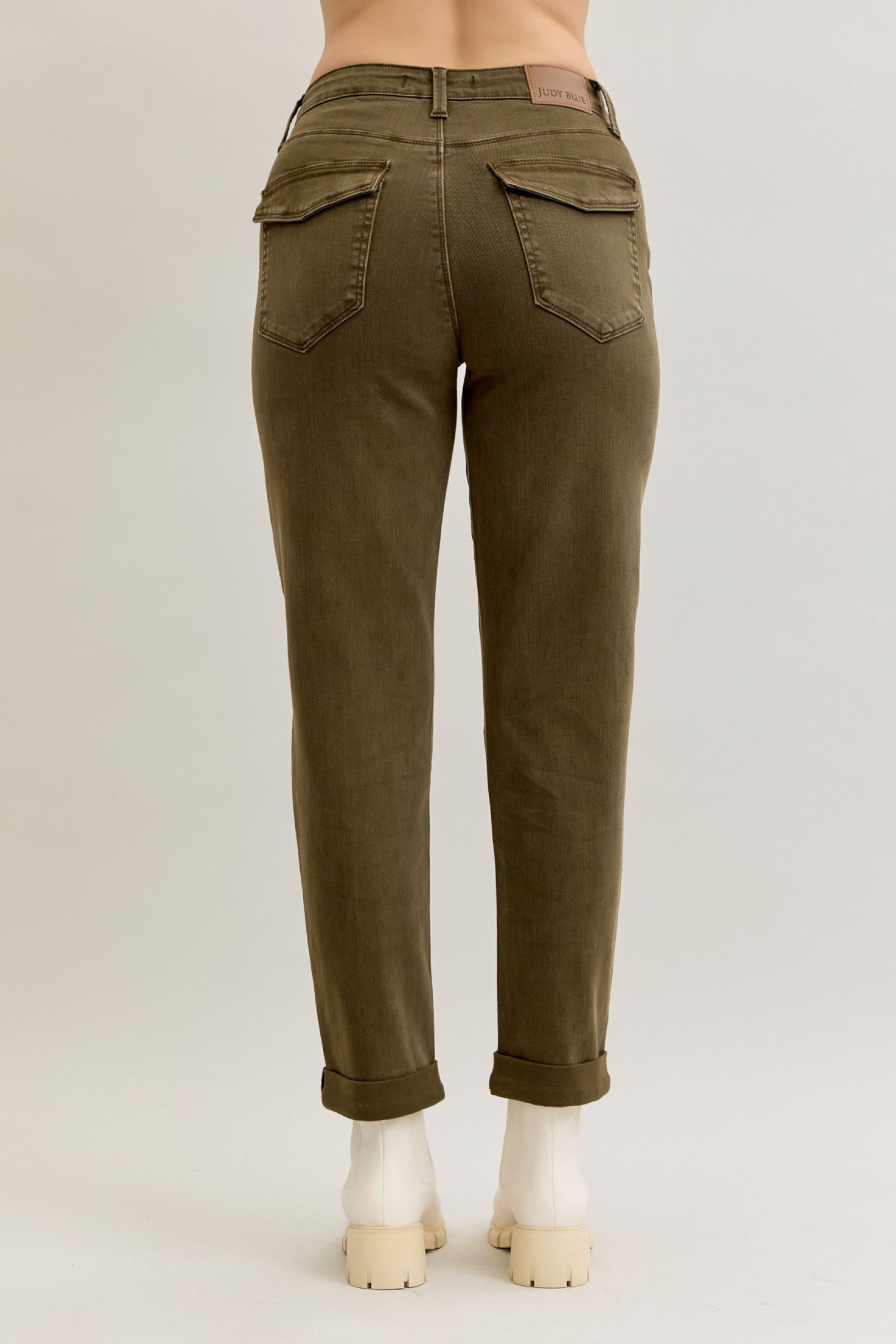 High Waist Dark Forest Garment Dyed Cuffed Jean by Judy Blue
