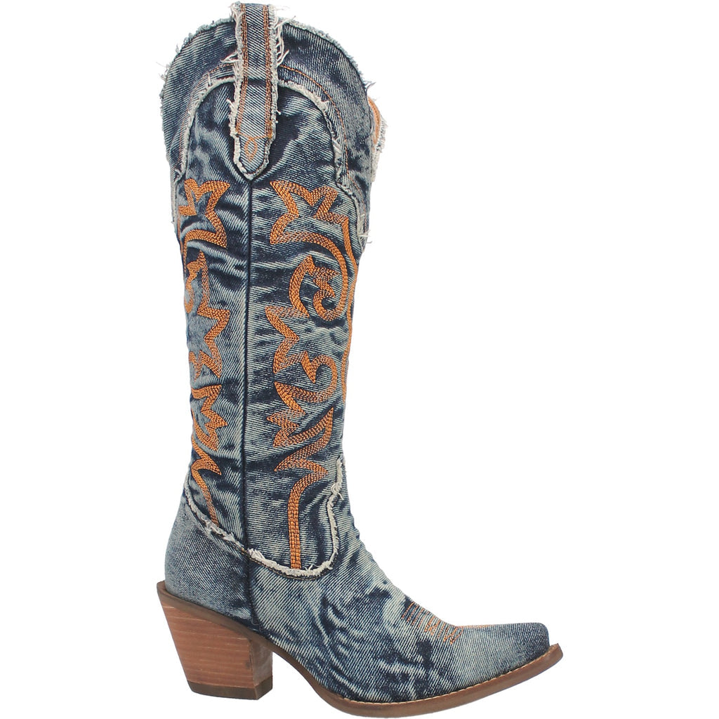 Texas Tornado Blue Denim Boots by Dingo