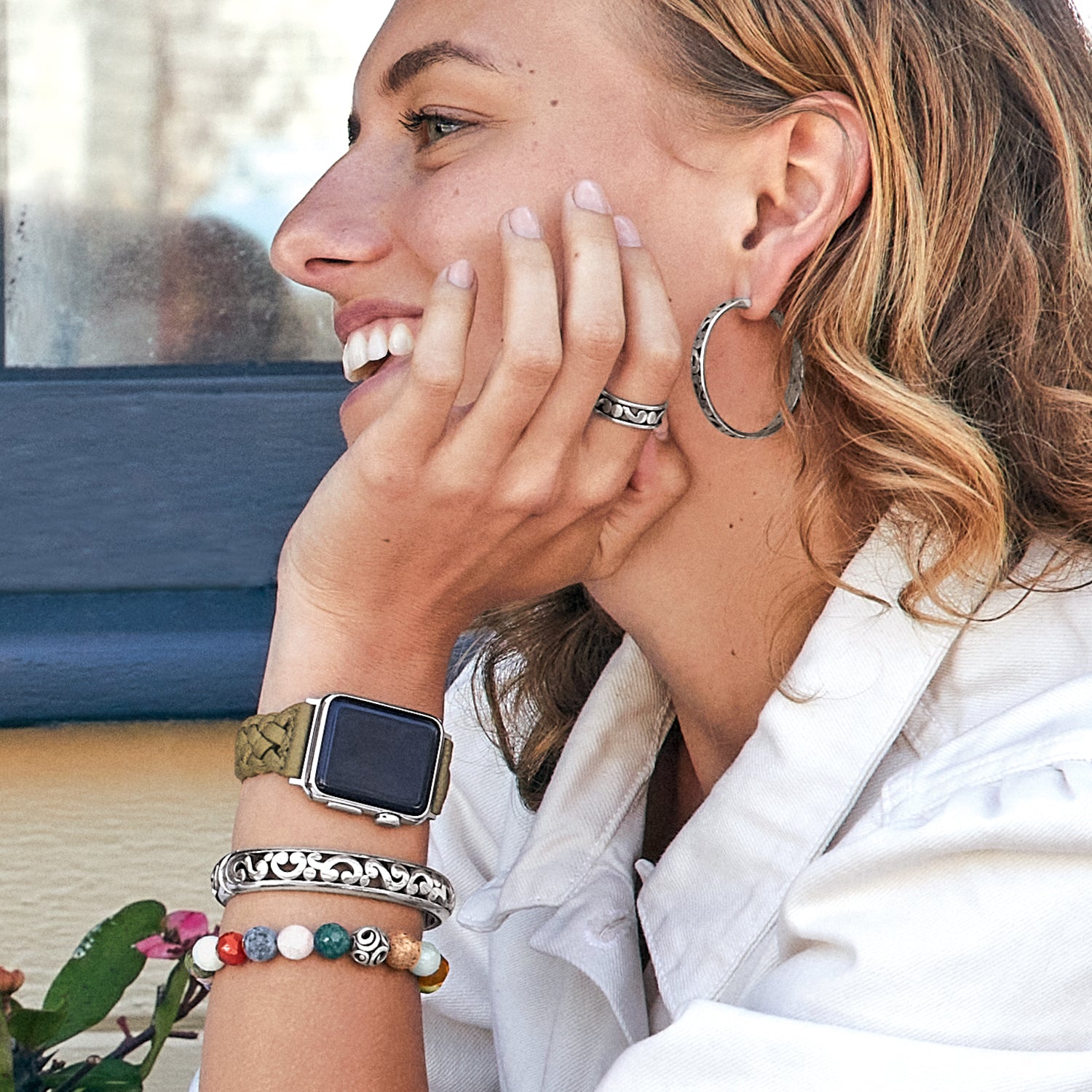 Sutton Braided Leather Watch Band-Olive