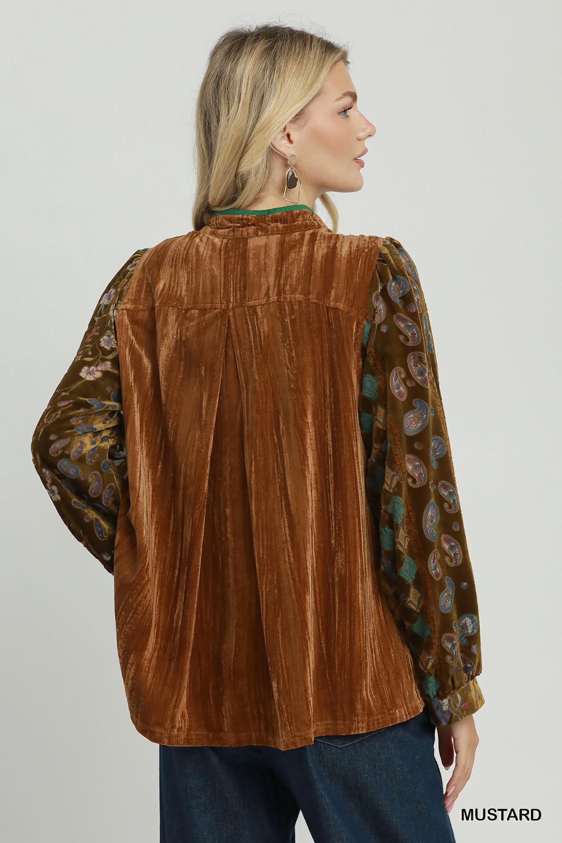 Mustard Mosaic Velvet Blouse