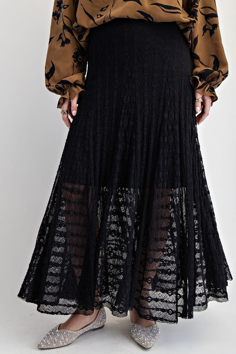 Black All Over Lace Maxi Skirt