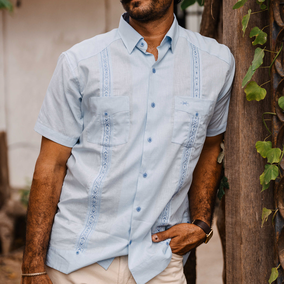 Tejas Guayabera - Benavides/Light Blue