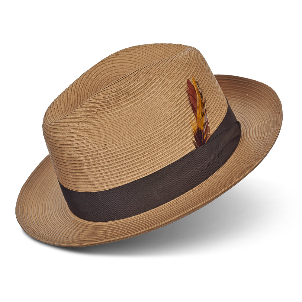 Pinzano Tan Pinched Milan Straw Hat
