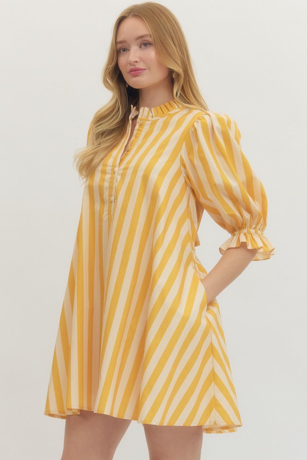 Sunshine Stripe Puff Sleeve Dress π