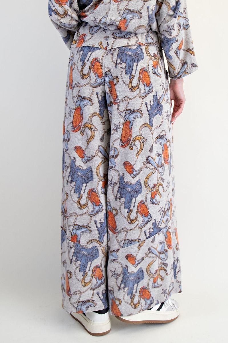Western Print Top & Pant Lounge Set