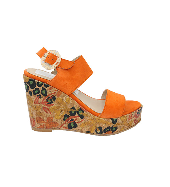 Eric Michael Orange Suede 4 1/4" Wedge Shoe