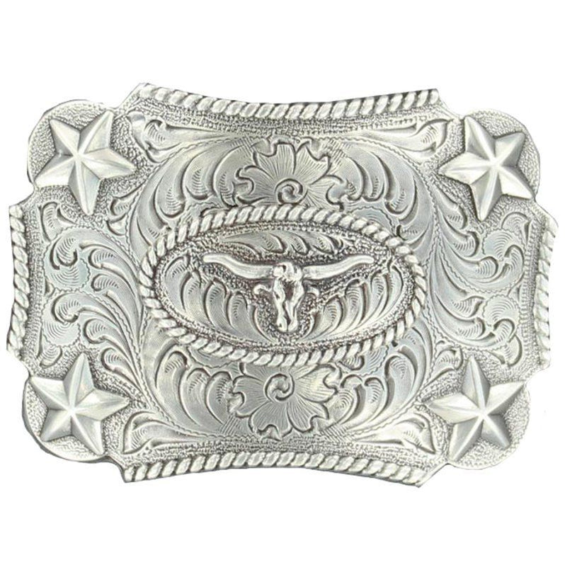 Kid's Longhorn Silver Belt Buckle