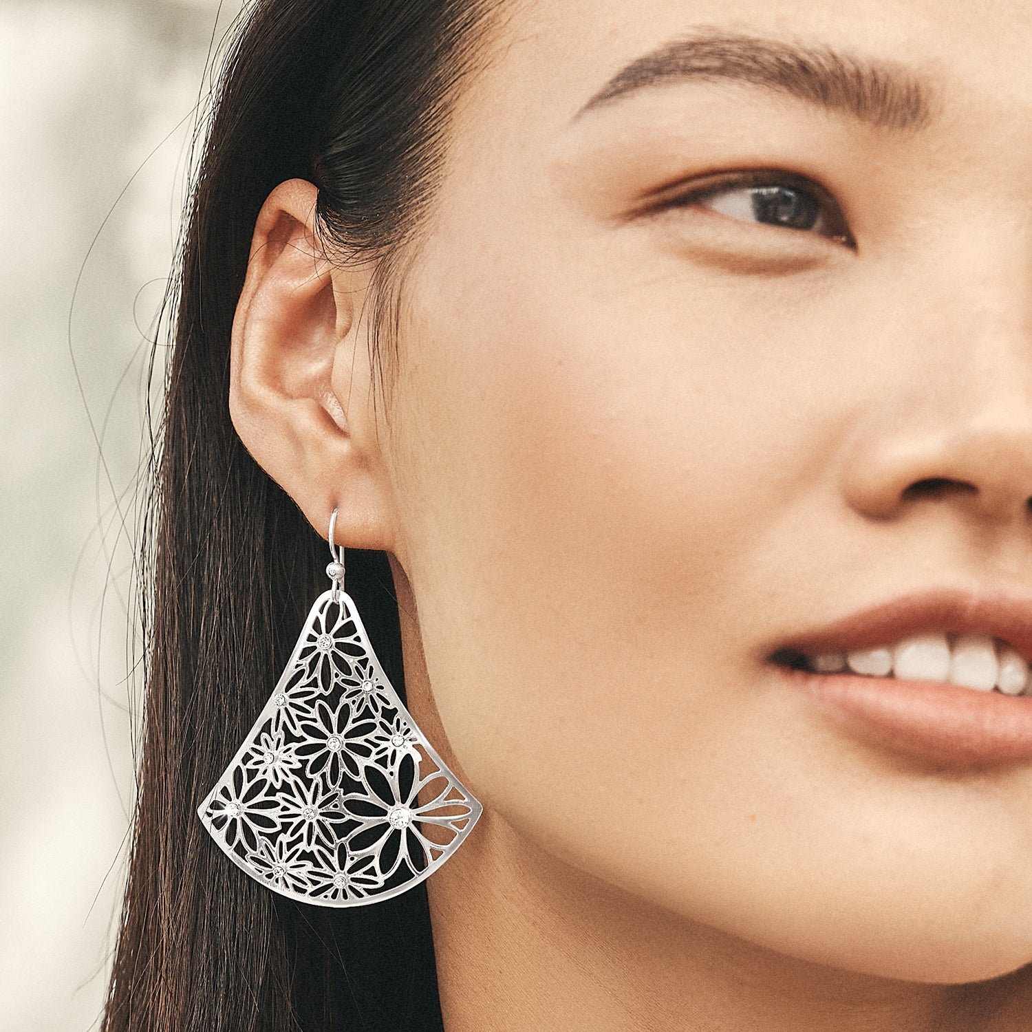 Trillion French Wire Earrings-Silver