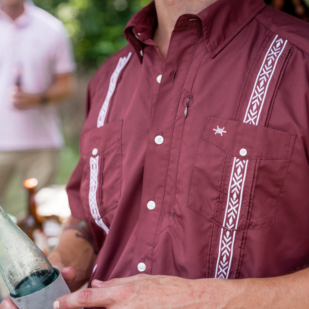 Guayabera Libre-Solid Maroon by Texas Standard