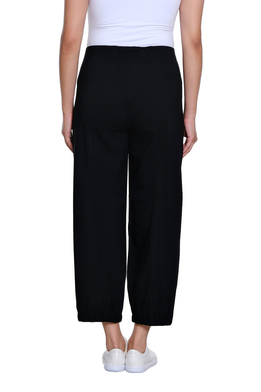Black Elastic Waist Pant w/ Crop Wide Leg