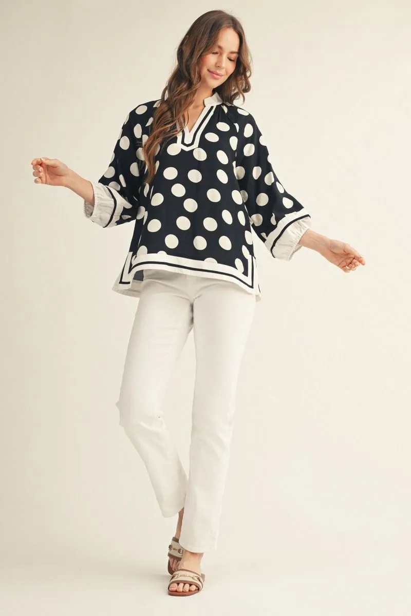 Black & White Dot to Dot Contrast Blouse