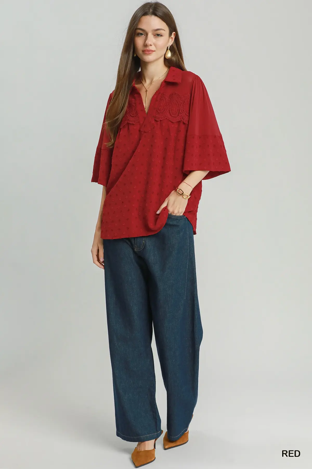 Scarlet Lace Yoke Blouse ❤️