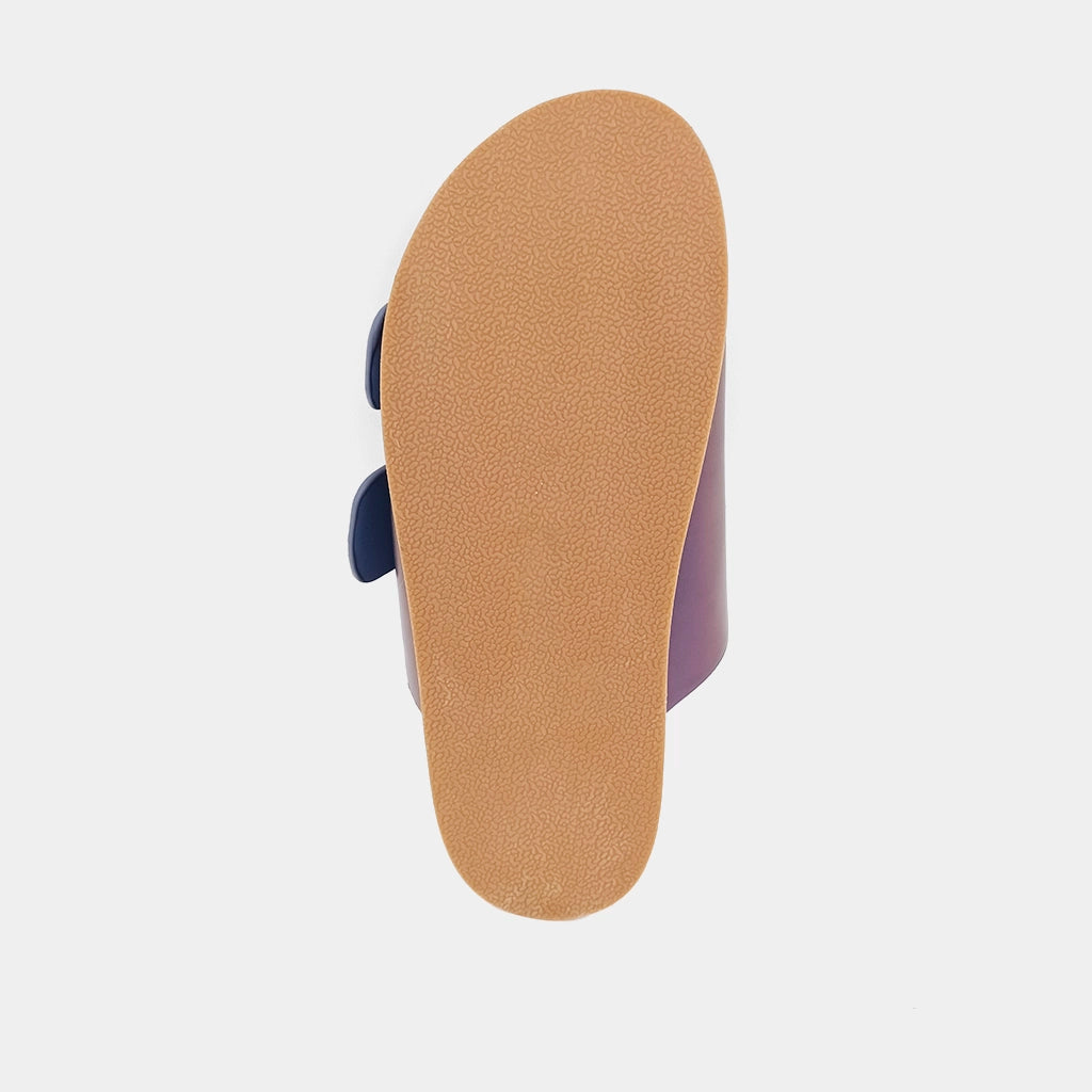 Brittany Metallic Aqua (Blue) Slip On Sandal by ShuShop