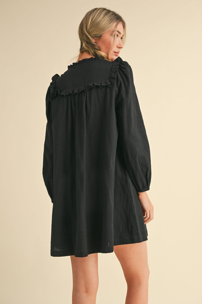 Pearl Ruffle Babydoll Mini Dress