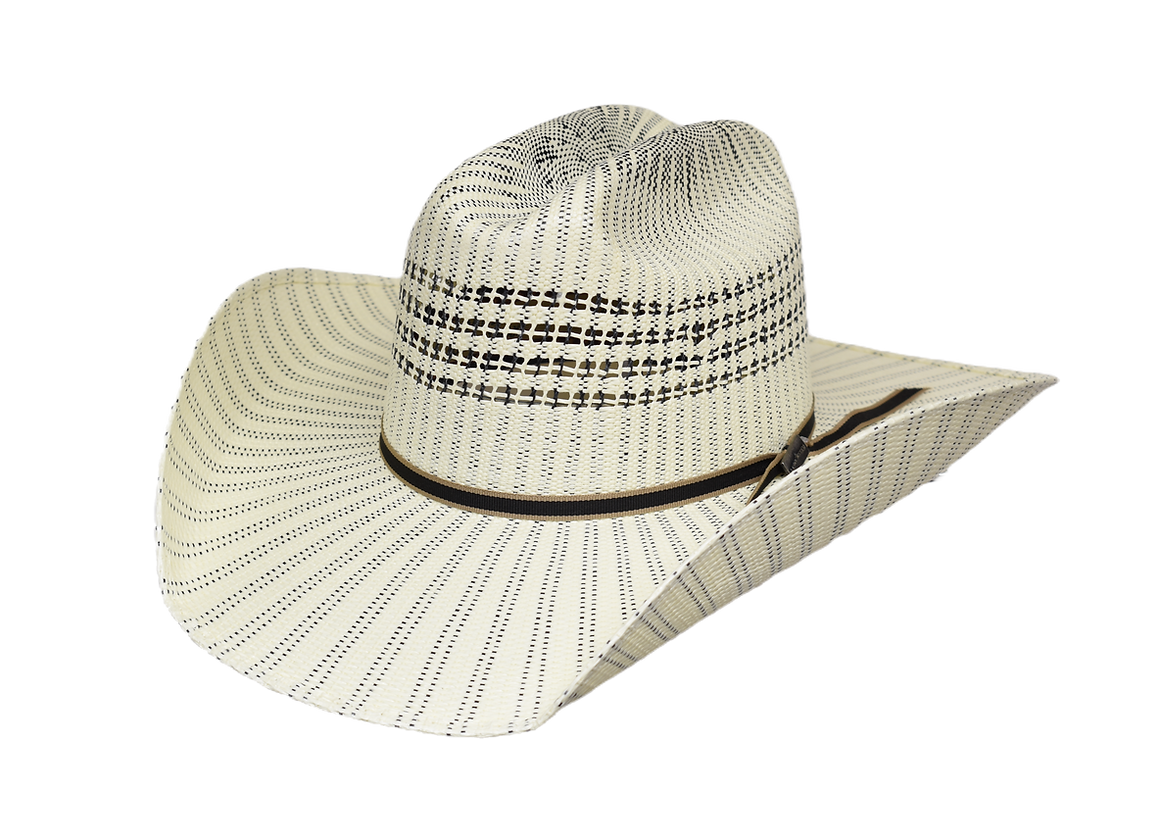The Justin Two Tone Ivory/Black Bangora Straw Hat