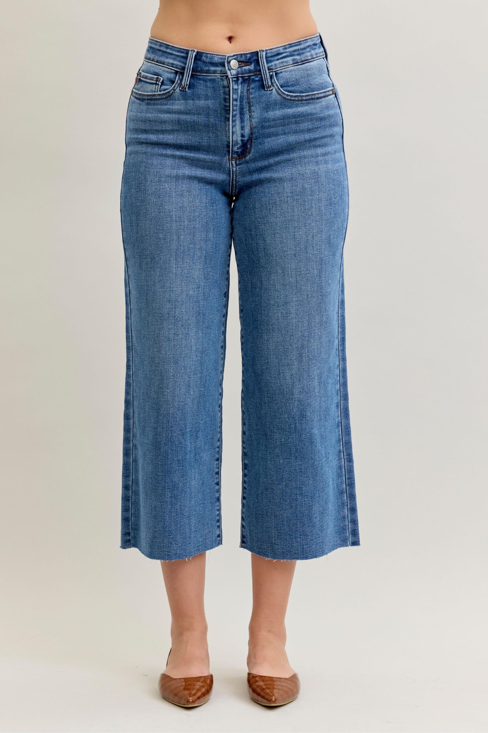 Judy Blue High Waist Crop Jeans w/ Raw Hem