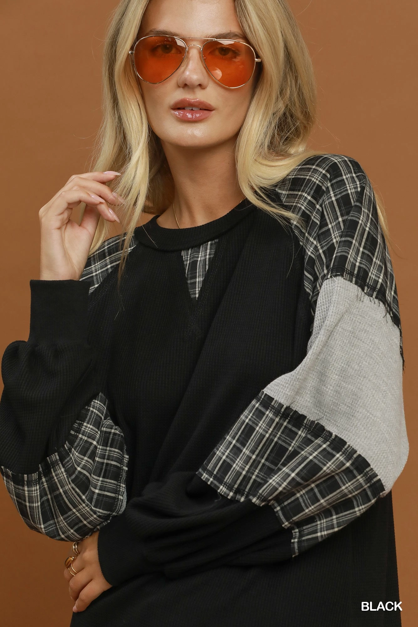 Plaid Patchwork Thermal Top 🖤