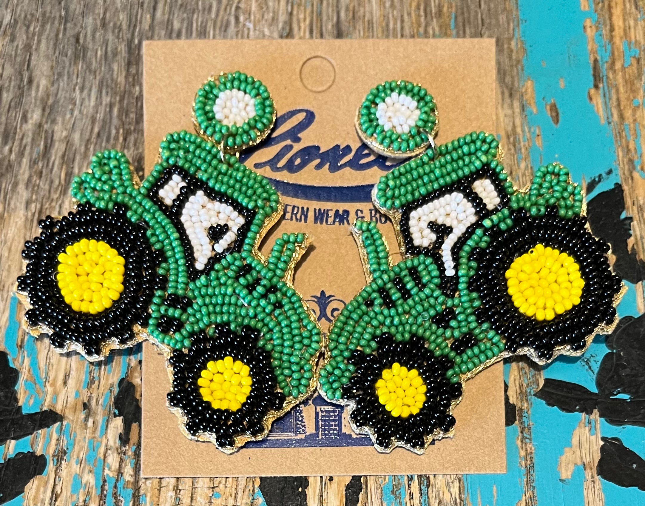 John Deere Tractor Beaded Earrings