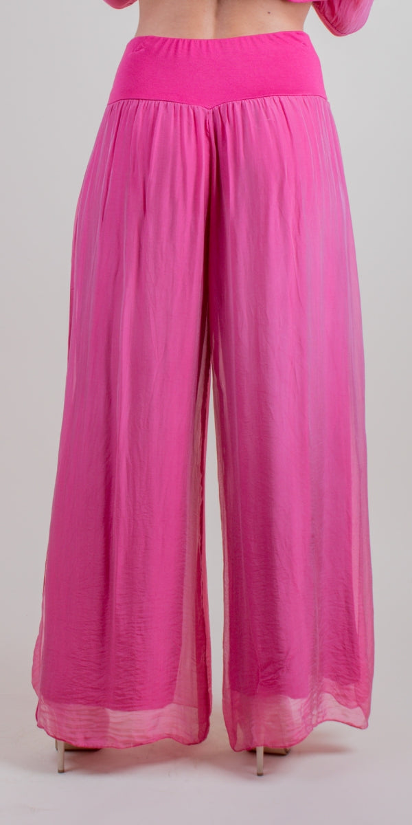 MAGENTA 100% Washable Silk Pant w/ Side Slit