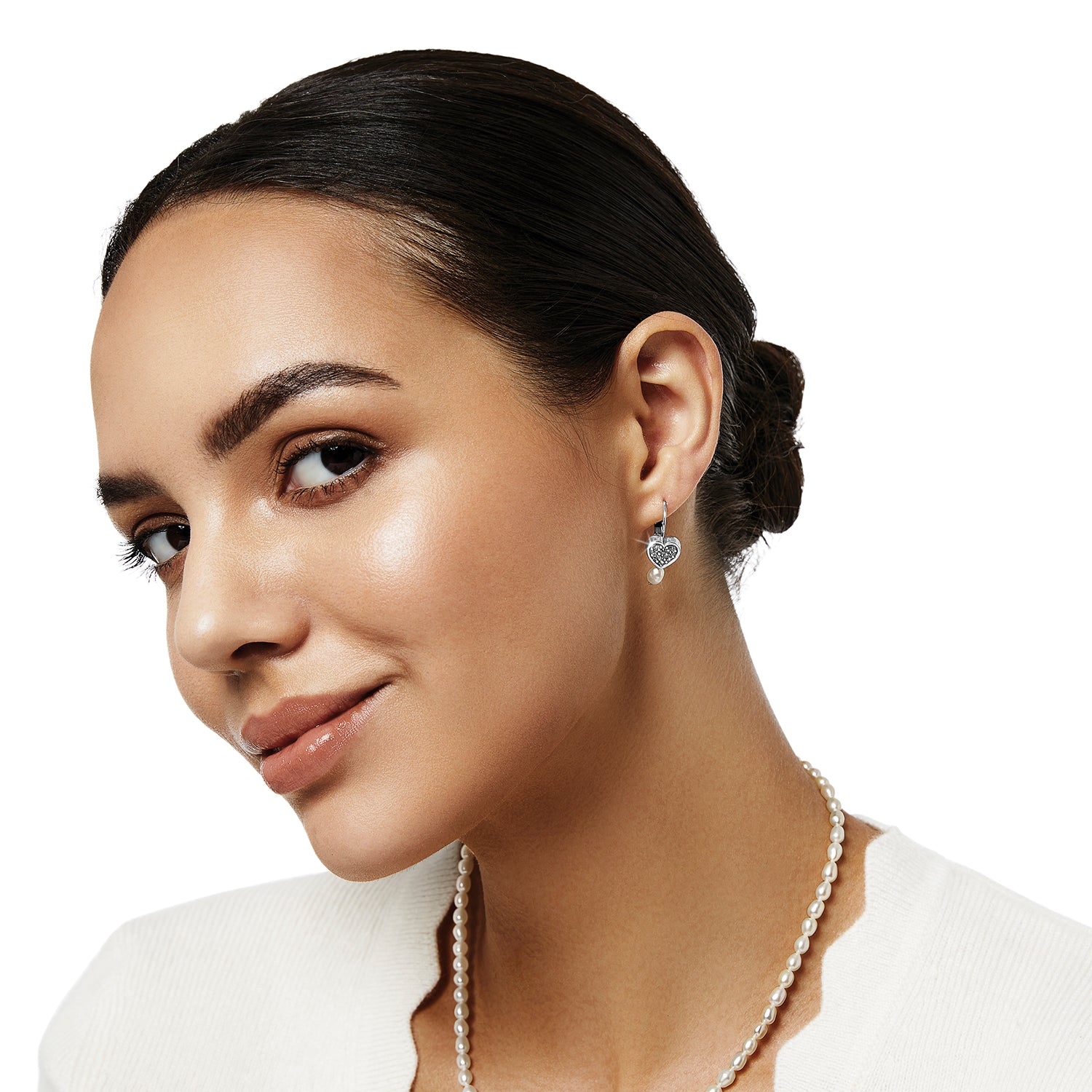 Meridian Zenith Heart Pearl Leverback