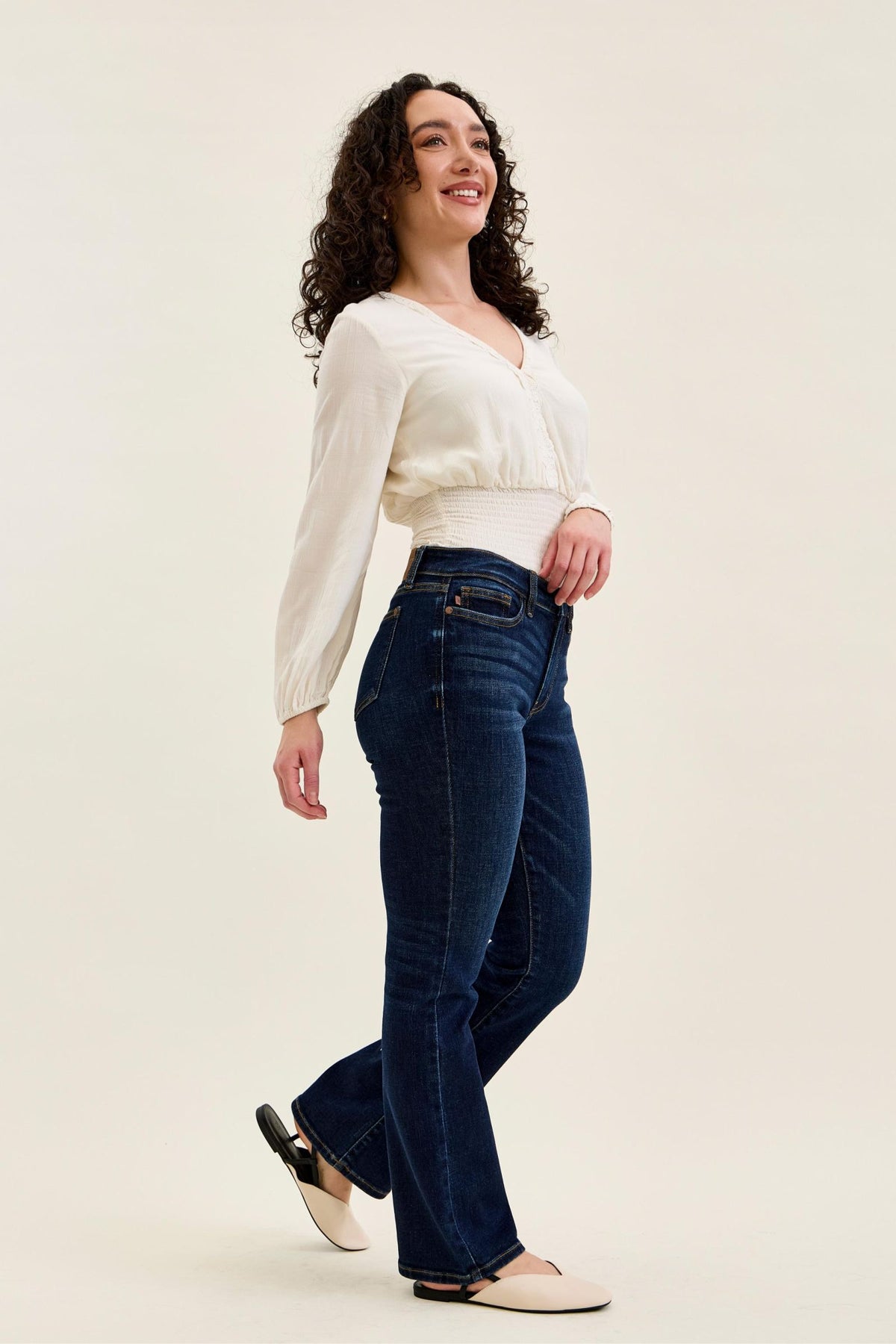 Judy Blue Mid Rise Petite Dark Wash Bootcut Jean