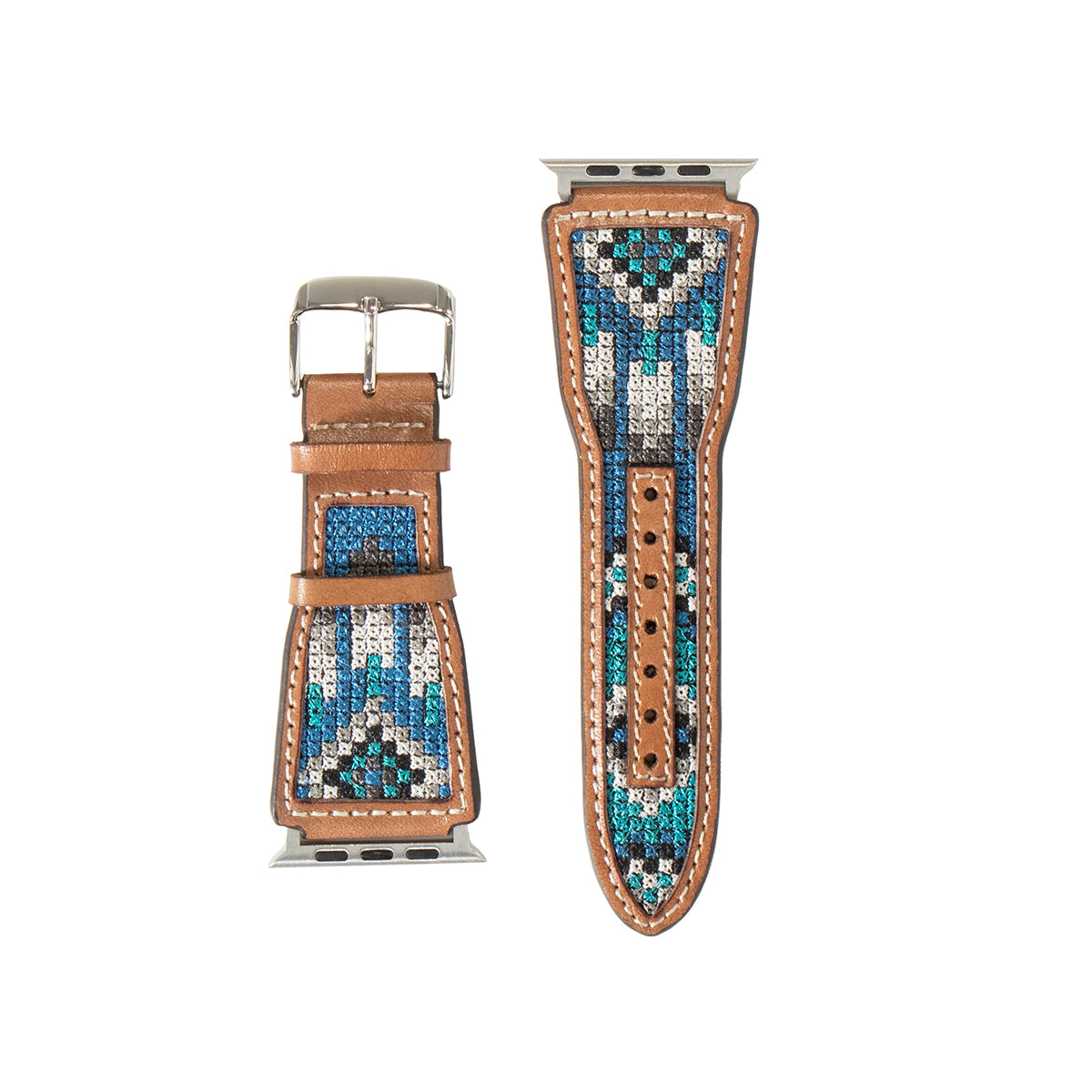 Nocona Men's Blue Aztec Embroidered Inlay Apple Watch Band