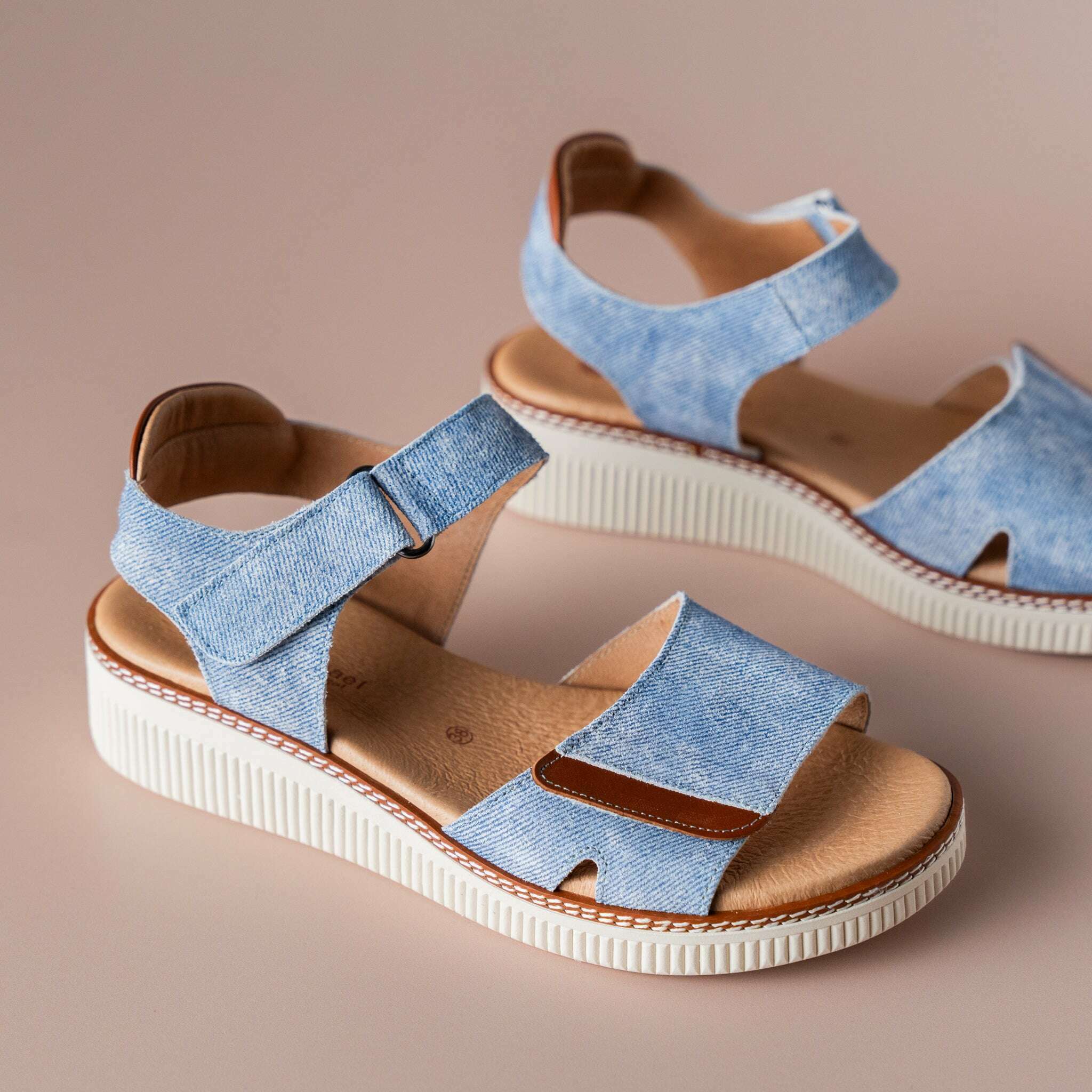 Denim Ariana Strap Sandals by Eric Michael