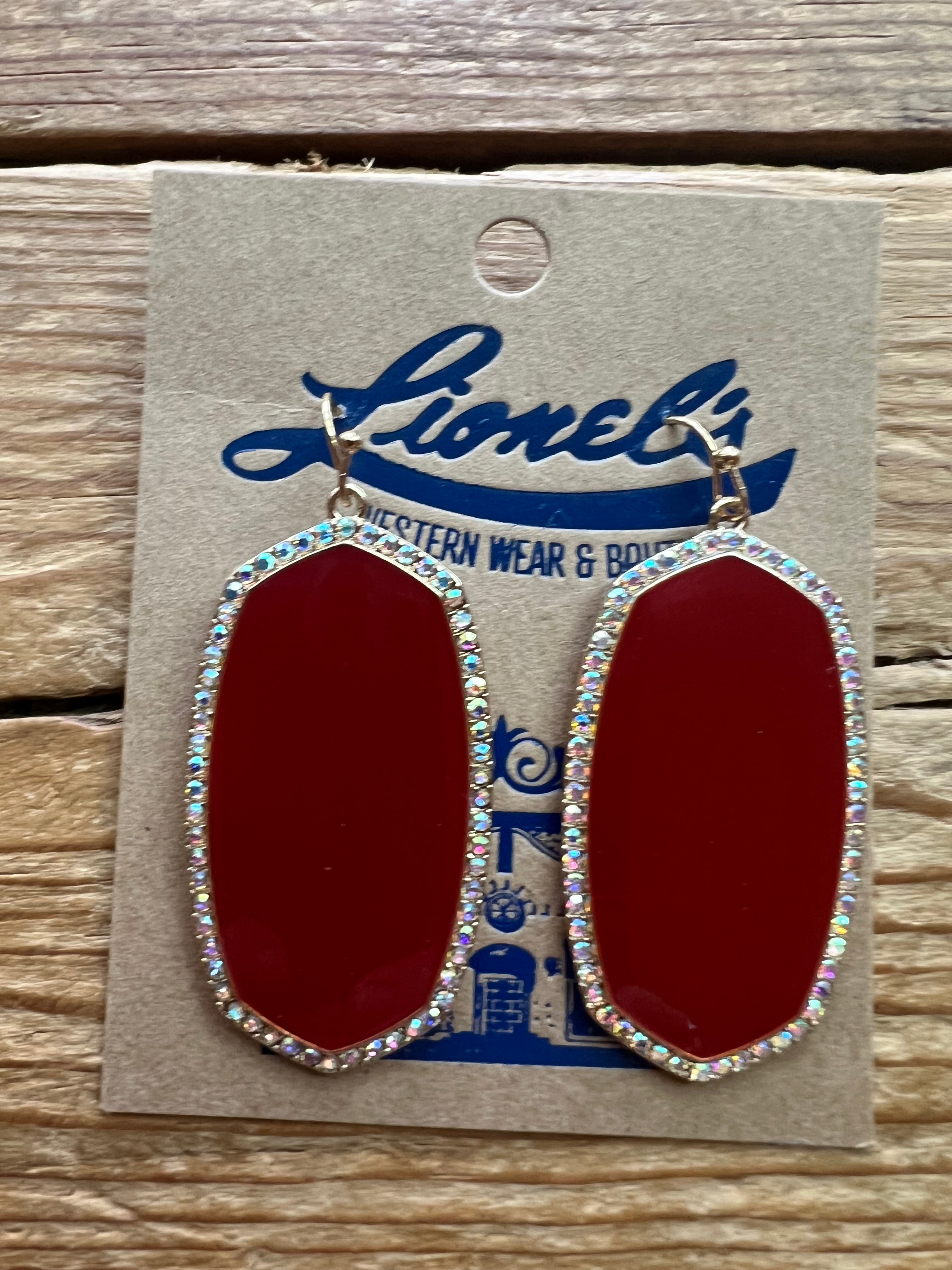 Maroon w/ Crystals Designer Look Earrings/Gold